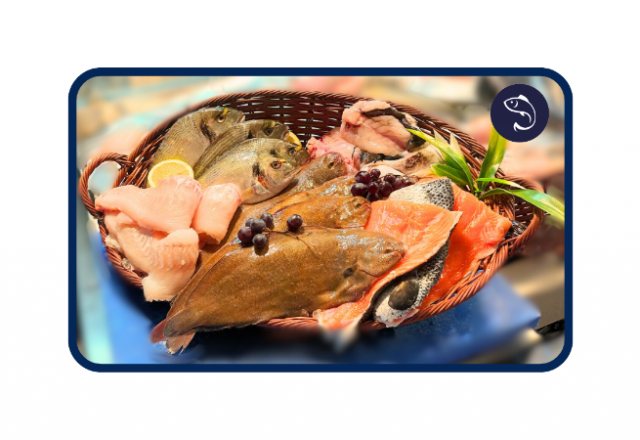 Panier festin marin (8kg - 4 Poissons - 2 poissons entiers pour 4kg + 2 filets pour 4kg)